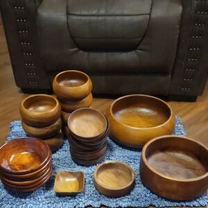Rustic Teakwood Bowl Set for Dining